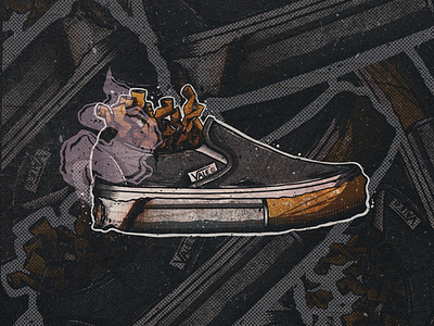 Vans sticker cigarette comic dark design digitalart digitalillustration drawing illustration slipon smoke sneaker sticker vans