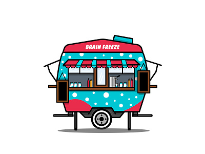 Brain Freeze Ice Cream Wagon car coffee design food food truck graphic design ice cream ice cream truck icon illustration pratikartz reduced snow van vector vehicle wagon