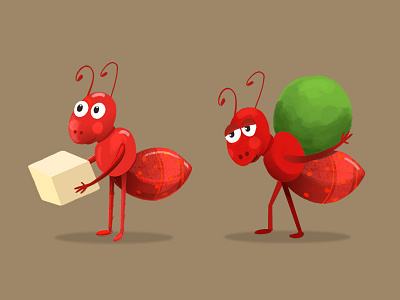 Red Ant Character Design ant ant and grasshopper illustration insects photoshop pratikartz red ant storybook sugar visual development