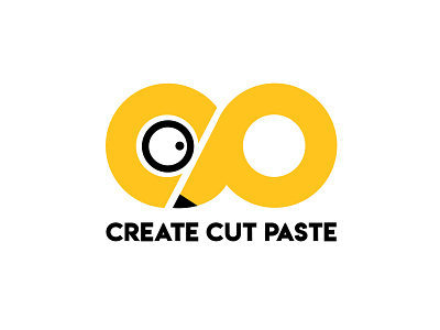 Logo Design - Create Cut Paste branding camera create cut cut and paste eye graphic design icon identity illustration infinite infinity lense logo design pencil symbol vector yellow