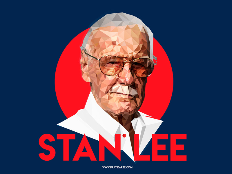 Stanlee Polygonal Portrait comic art characterdesign ironman spiderman marvel legend writer comics excelsior lowpolyart portait polygon art stanlee pratikartz icon shot vector graphic design illustration