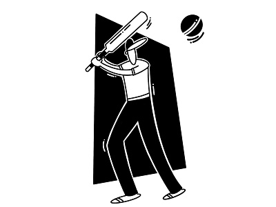 Cricket Illustration - Batsman bat black black white character design cricket design digital painting graphic design illustration ipl pratikartz shot sketch sports vector