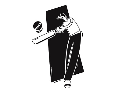 Cricket Illustration - Batsman ball batsman black black and white character design concept cricket digital painting game graphic design illustration pratikartz shot sketch sports vector