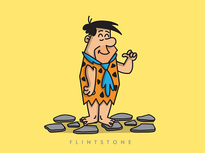 Fred Flintstone Illustration 90s cartoon character design flatdesign flintstones graphic design illustration orange pratikartz shot stoneage vector yellow