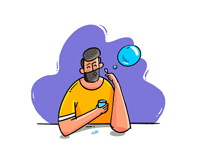 Illustration Blowing Bubbles