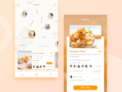 Gourmet kitchen app book food kitchen map nearby order shared ui ux
