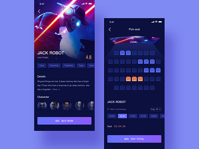 Order movie tickets app movie movie booking order pick seat ticket ui ux