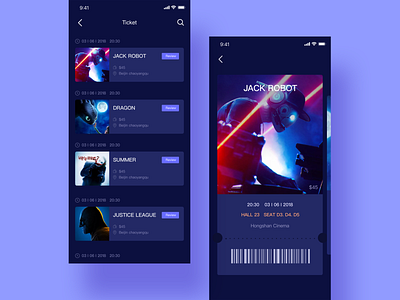 Movie ticket app list movie ticket ui ux