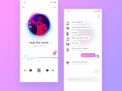 music player app barrage comment music player ui ux