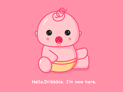Hello , dribbble. baby design illustration