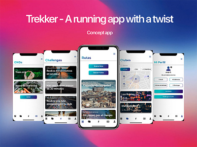 Trekker - A running app with a twist app concept design interface sketch ui ui design ux