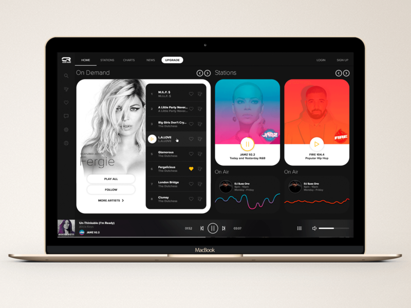 Music Entertainment Web App app artist hip hop music on demand player radio songs station ui web