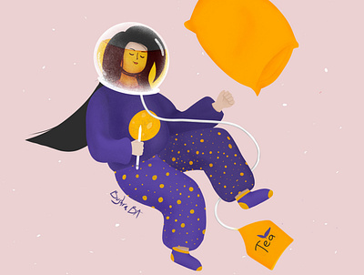 A Comfy Creative Night brush character design characterdesign illusration procreate purple yellow