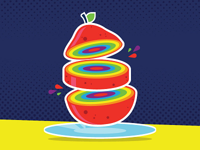 Rainbow Fruit apple fruit halftones illustrator rainbow slice