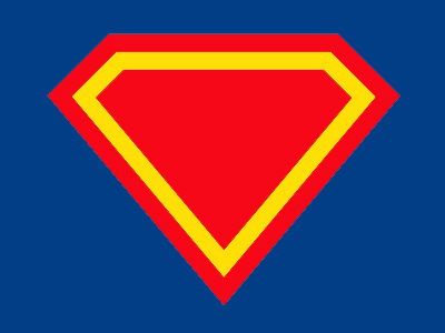 Super basic shape blue diamond logo red superhero yellow