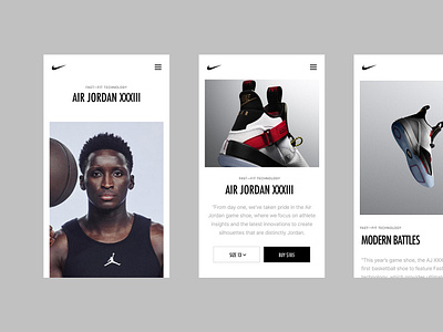 Nike AirJordan XXXIII design digital interface mobile ui ux