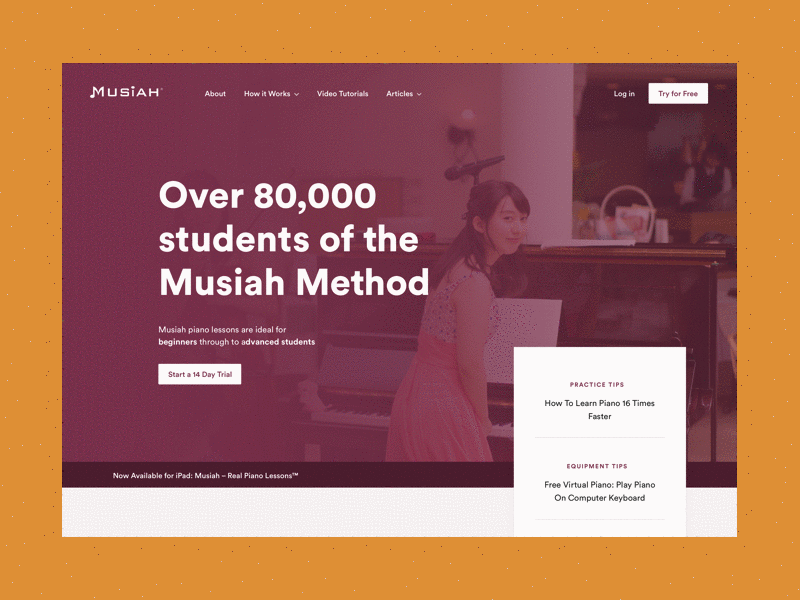 Musiah Redesign Concept design landing page mockup ui website