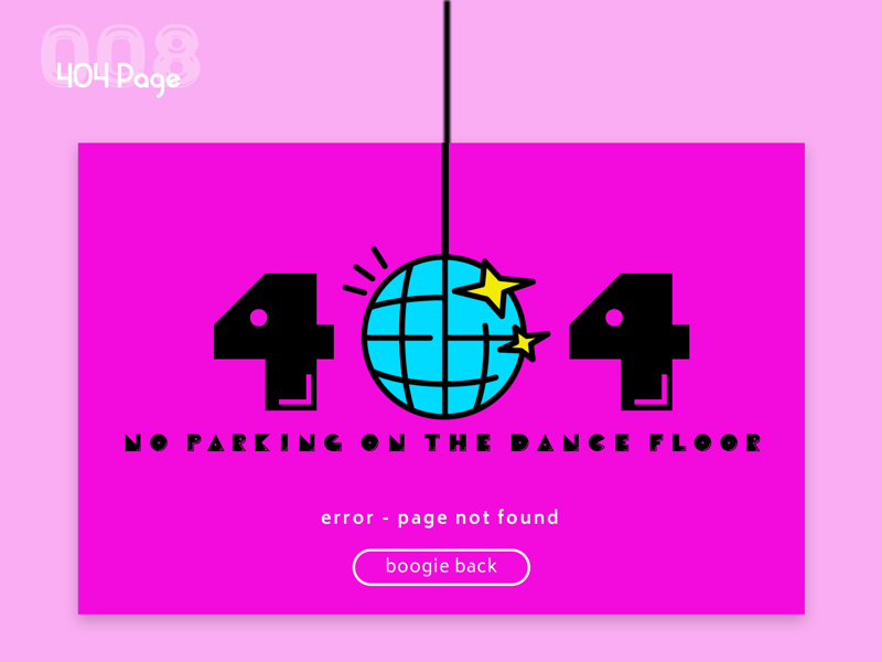 404 page- UI Challenge 008 dance boogie disco error 404