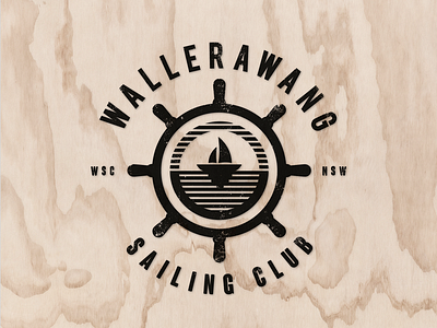 Sailing club black badge branding logo logo mock sail sailing ship sunset wooden