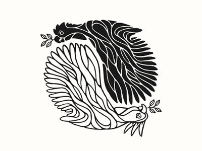 Ying Yang Cockatoo's badge balance birds black connection illustrator logo nature white yang ying zen
