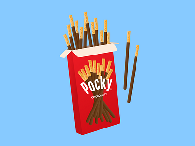 Pocky Pocky! badge badge design badge logo biscuit chocolate chocolate packaging clean flat design food icon illustraion logo mission pocky snack sticker tasty vector yummy