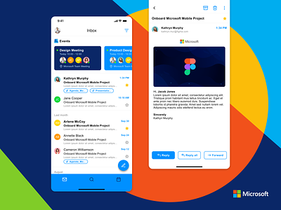 Outlook Redesign app design blue and white brand card design clean email email design events figma inbox interface light theme meeting microsoft minimal outlook team ui