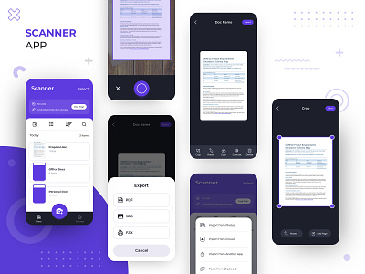 Scanner App app app design docscan ios ios app design iphoneui logo mobile app mobile scanner scanapp uiux design userinterface design