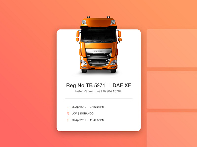 Card UI - Truck app ar card clean ui design ui uidesign ux vr