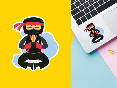 Ninja meditation Sticker - Procreate design illustration ninja sticker