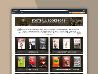 Football bookstore amazon books branding dasboard dribble fifa football storefront worldcup