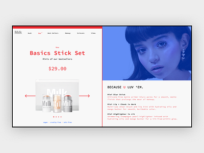 — Milk. Product page art blue concept design minimalistic photography red store typography ui web white