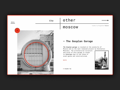 — The Other Moscow. Routes to forgotten future art concept homepage minimalistic photography typography ui web