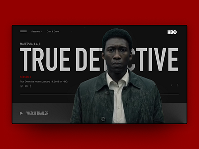 — HBO. True Detective art concept design homepage minimalistic photography typography ui web