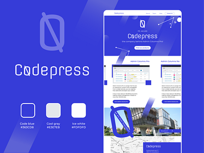 Codepress Logo and landing page design flat graphic design one pager typography ui web web design web site