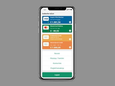 e-Banking app app bank banking ebanking intesa iphone iphonex mastercard mobile sketch ui visa