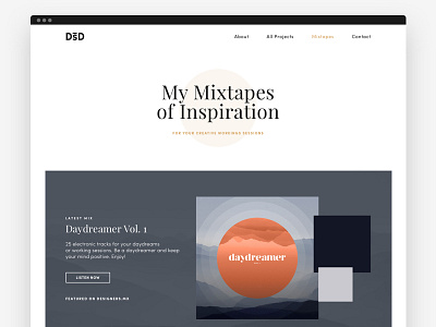 My Mixtapes of Inspiration clean design minimal mixtapes music page web design website