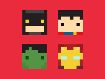 Heroes cube pixel art