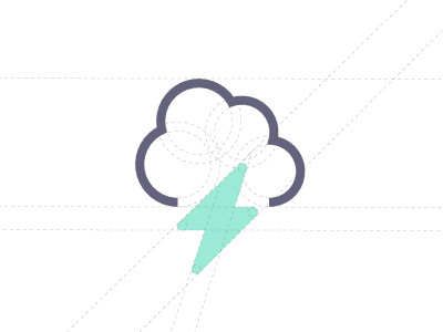 Cloud and thunder cloud flat design icon logo simple icon simple logo thunder
