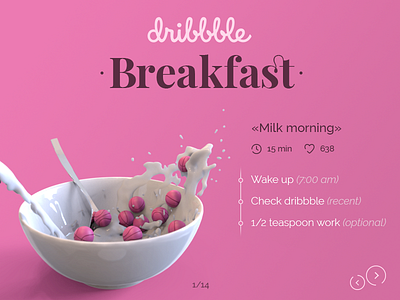 Dribbble breakfast 3d ball design dribbble ball milk packshot recipe render ui