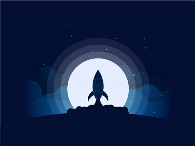 Rocket illustration moon night rocket space