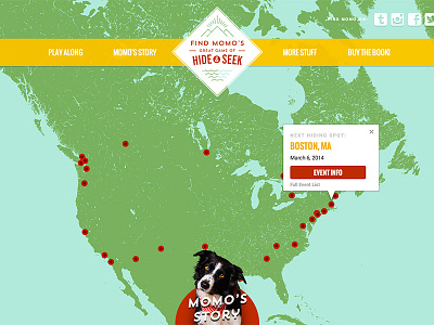 Find Momo Book Tour Website book design dog google layout map nav site tour