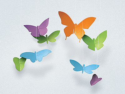 Mobile butterfly cut illustration out paper
