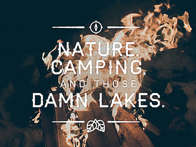 Nature, camping, and those damn lakes. compass emblem icon leaves nature typography