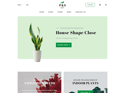 Plant & Seeds design inspiration online store photoshop plant seeds shopper weblayout website design