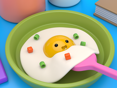 Morning meal 3d 3dmodel arnold c4d character cinema4d colors cooking cute egg food illustration mascot meal morning render