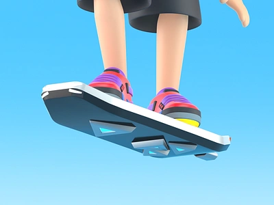 Hoverboard 2d 3d 3dmodel arnold board c4d character cinema4d design fly flying board future illustration render shoes skateboard sneakers space web website