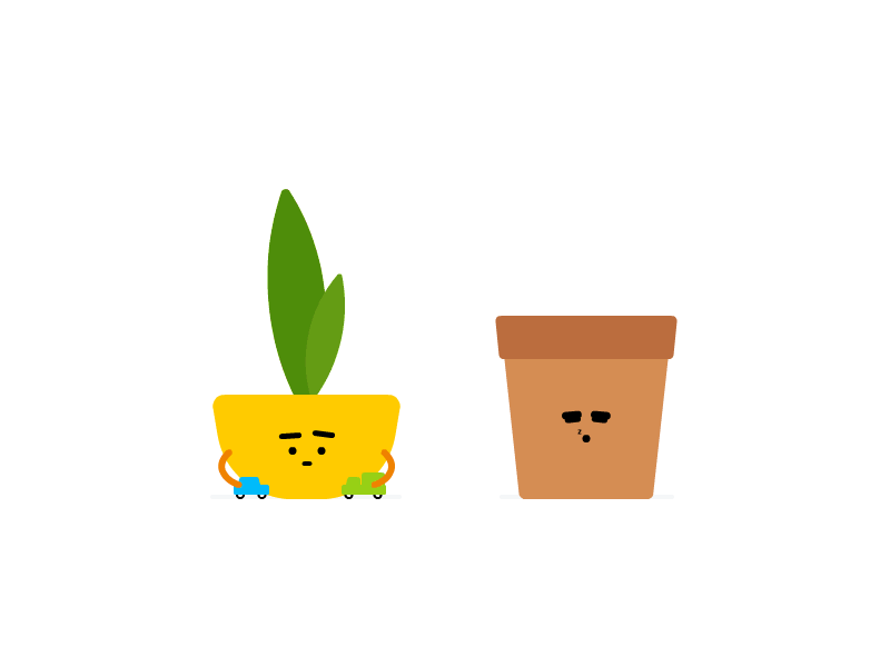 Story of two pots 2d animation character flower gif illustrator loop love plant pot story