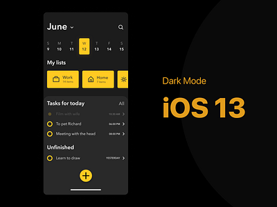 Weekly UI #5 — Schedule iOS 13 Dark Mode