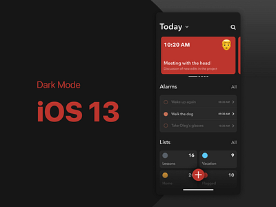 Weekly UI #60 — Reminder / Alarm iOS 13 Dark Mode alarm dailyui dailyui060 dark app dark mode dark theme dark ui ios ios13 iphone x reminder ui ux