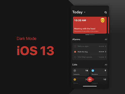 Weekly UI #60 — Reminder / Alarm iOS 13 Dark Mode